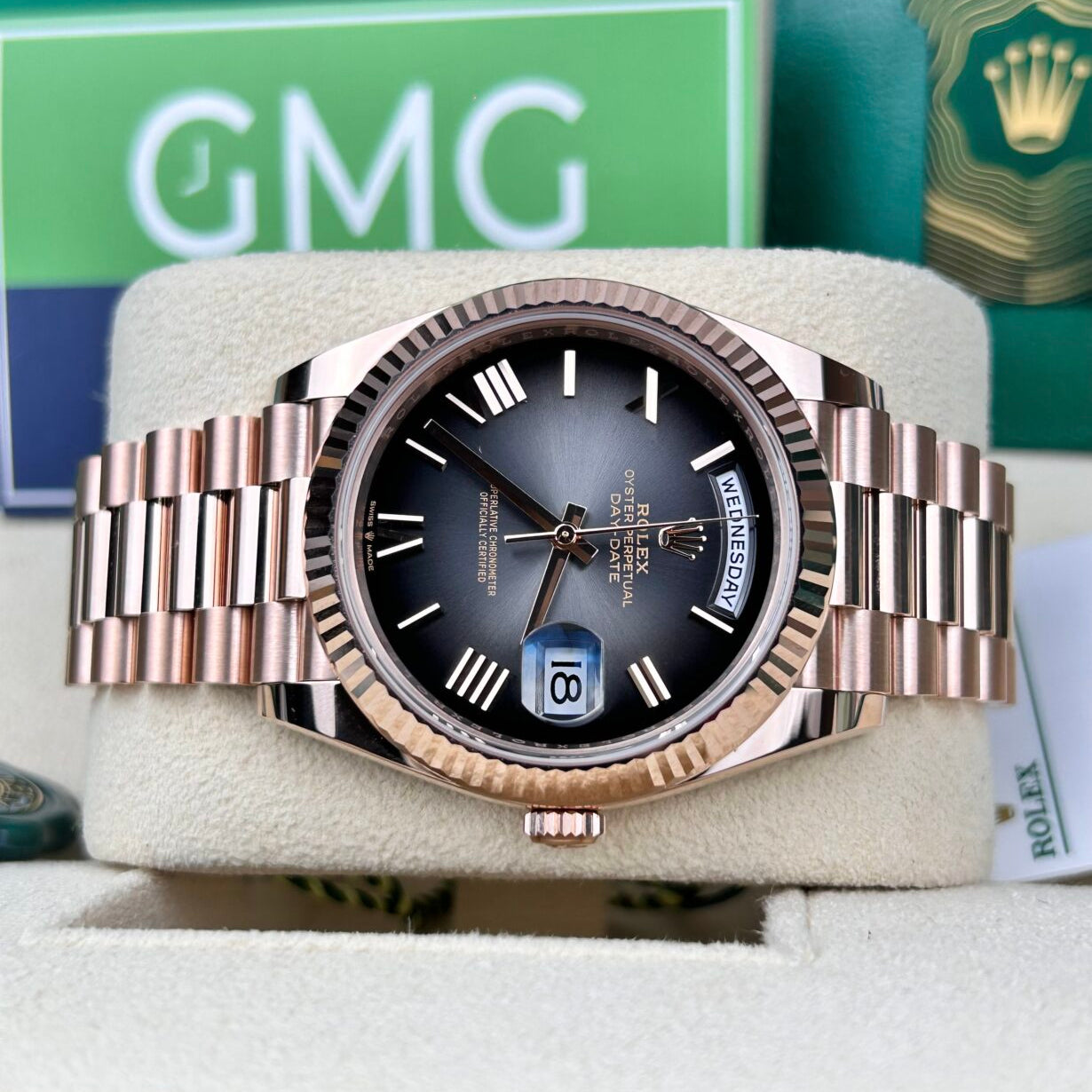 Rolex Day-Date – Rose Gold – Slate Ombre Dial –